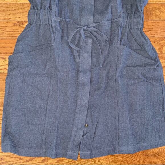 New Calypso St Barth $350 Gray Linen Snap Front Dress MED - Picture 5 of 9